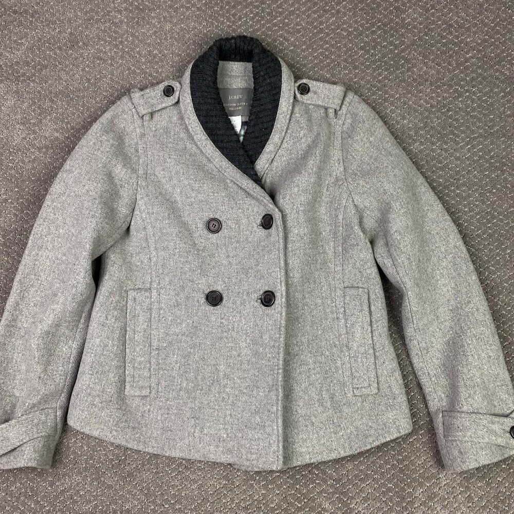 J. CREW Stadium Cloth Nello Gori Peacoat Women's 6 Gray Sasha Wool Blend